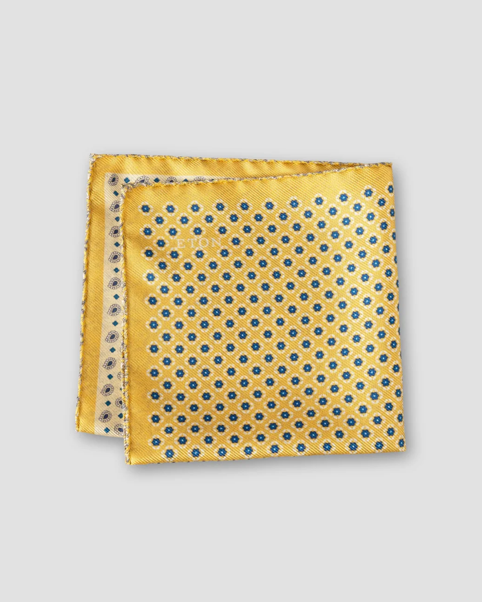 YELLOW FOUR SIDED SILK POCKET SQUARE