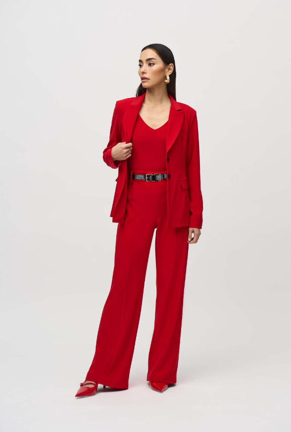 Silky Knit Belted Wide-Leg Pants