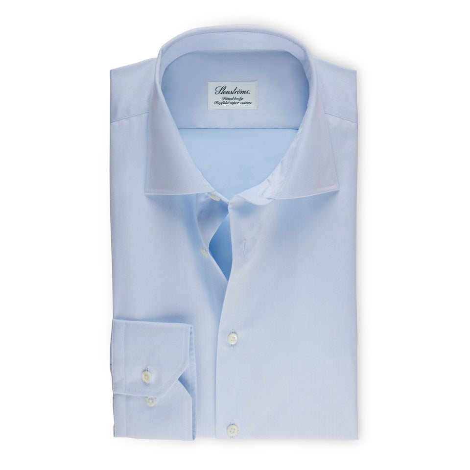 LIGHT BLUE TWILL SHIRT FITTED BORDY