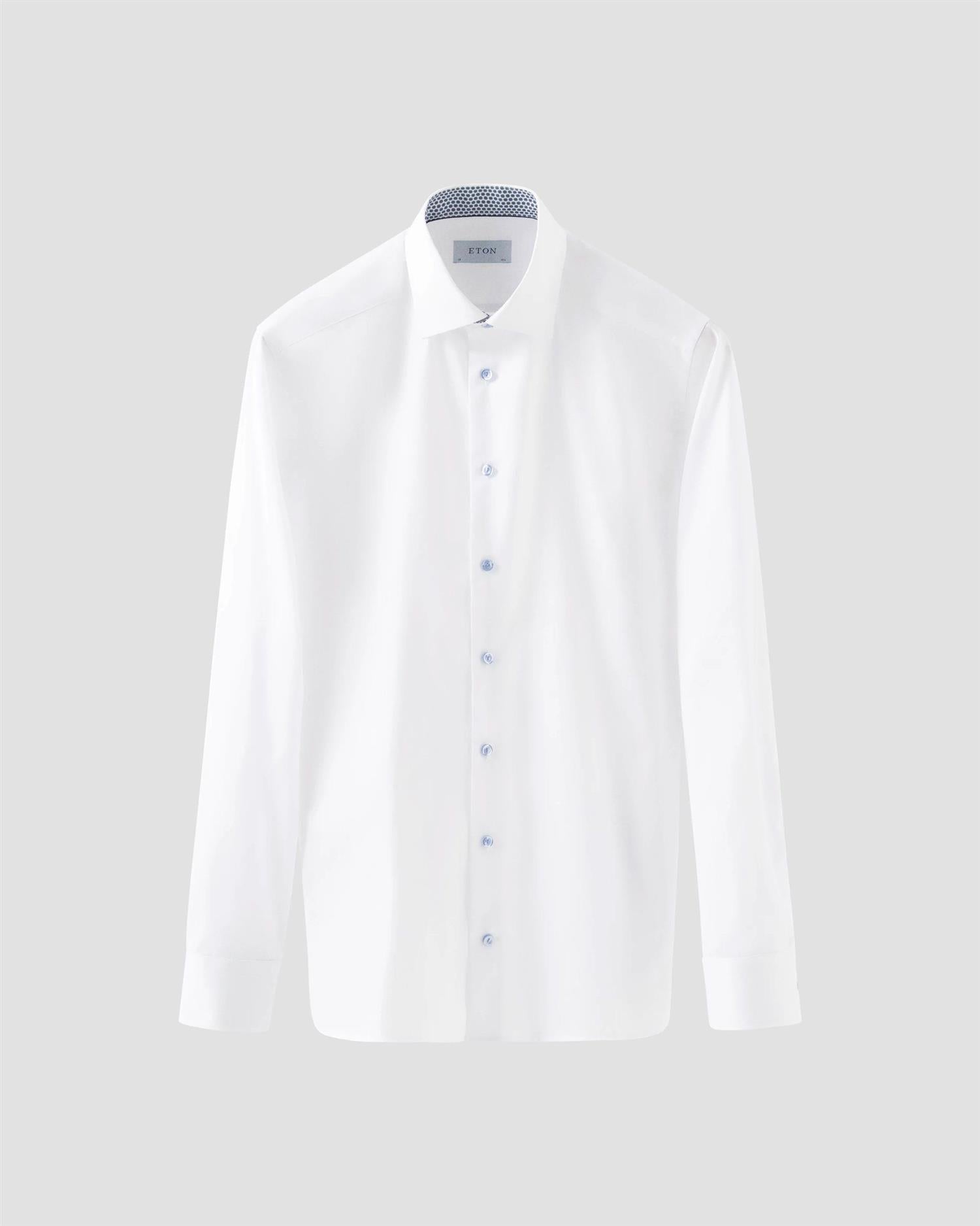 White Geometric Effect Signature Twill Contemporary Shirt AW24