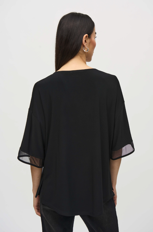 Silky Knit and Mesh Boxy Top