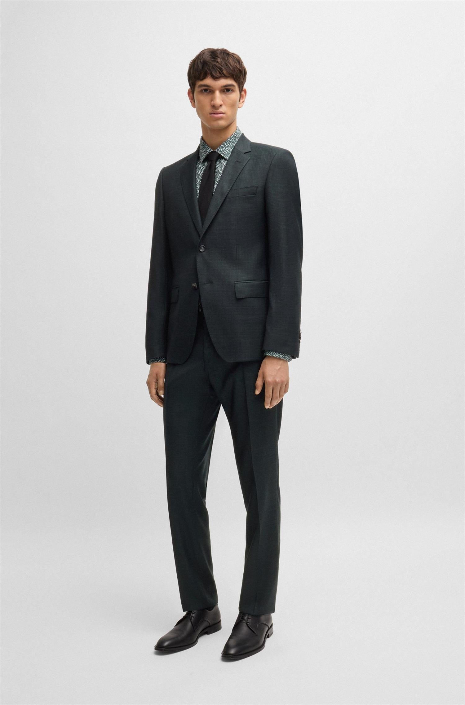 HUGE 2PCS SUIT IN MICRO PATTERNED STRETCH WOOL