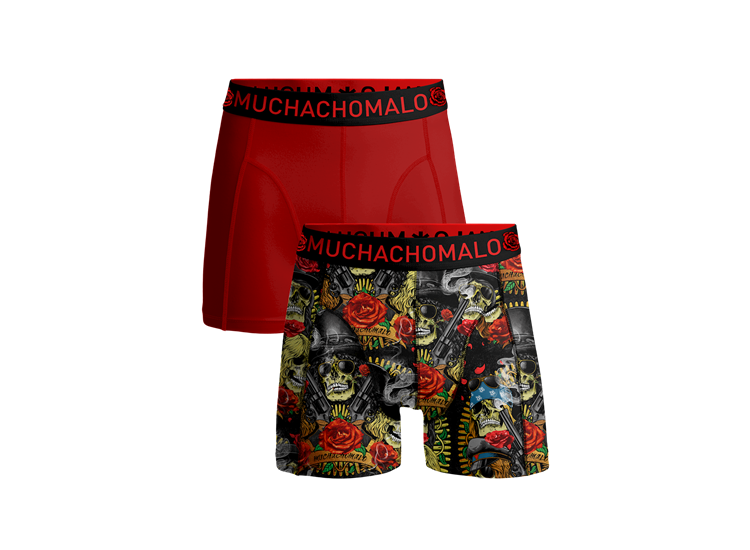 2PK GUNPRI BOXER PRINT/SOLID RED