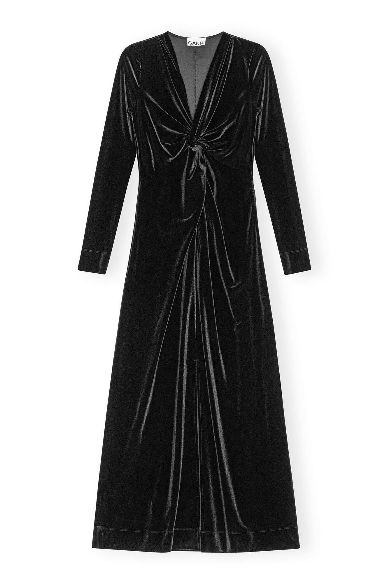 VELVET JERSEY TWIST LONG DRESS