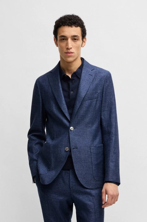 HANRY DARK BLUE BLAZER IN MICRO PATTERNED FABRIC