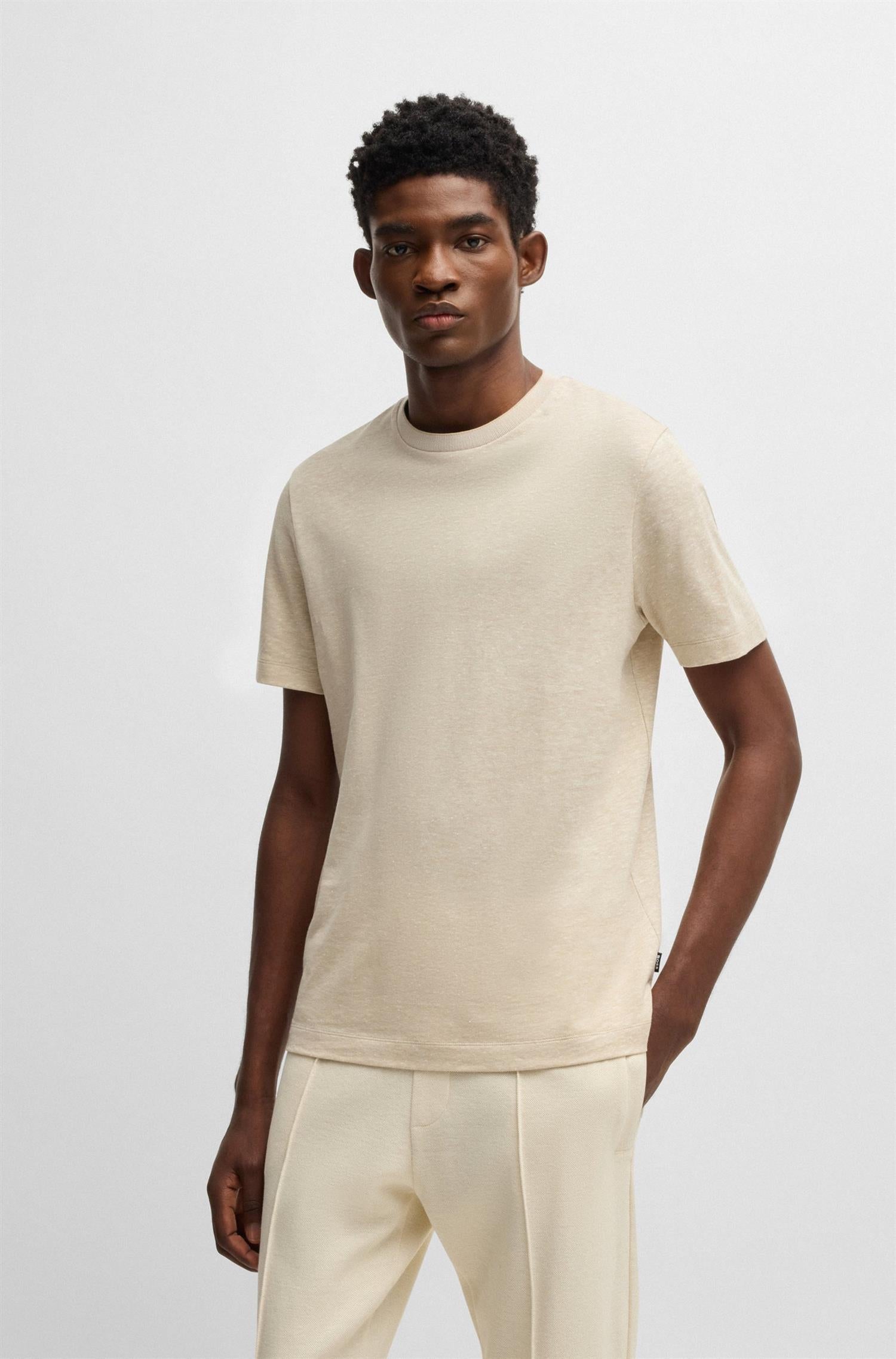 THOMPSON REGULAR FIT T-SHIRT IN COTTON AND LINEN