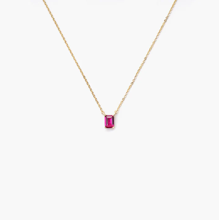 ONE STONE NECKLACE PINK GOLD