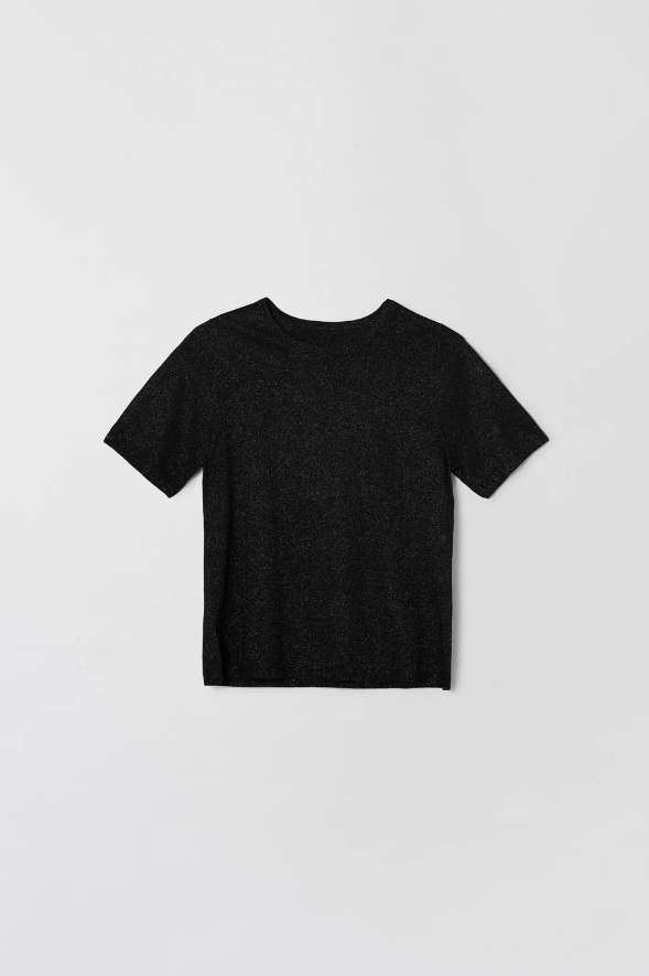 METALLIC WOOL TEE JET BLACK