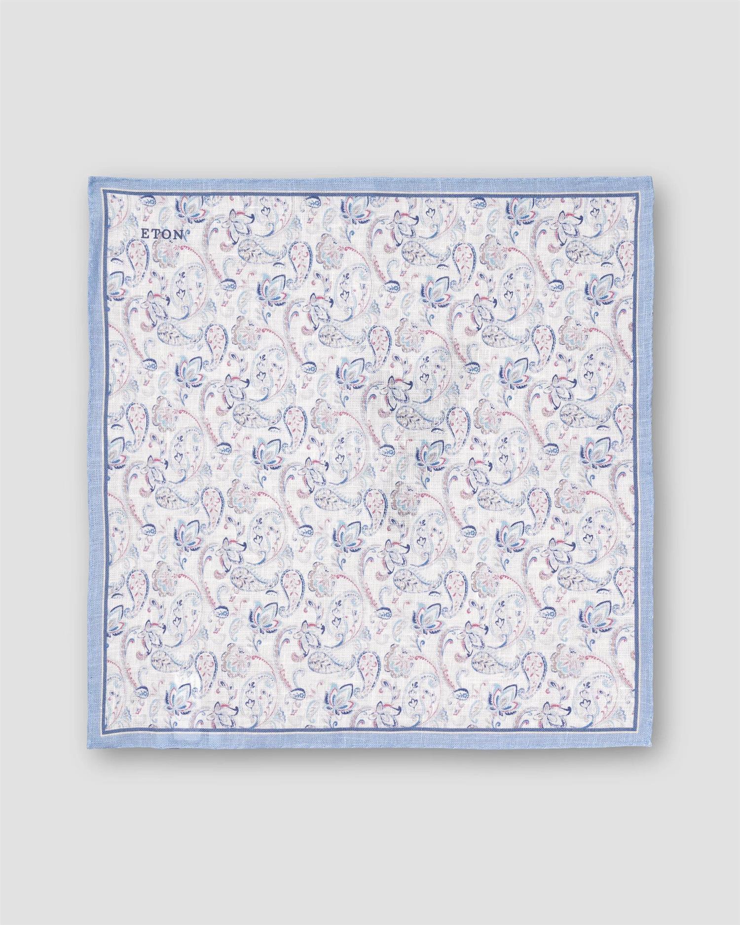 LIGHT BLUE PAISLEY LINEN POCKET SQUARE