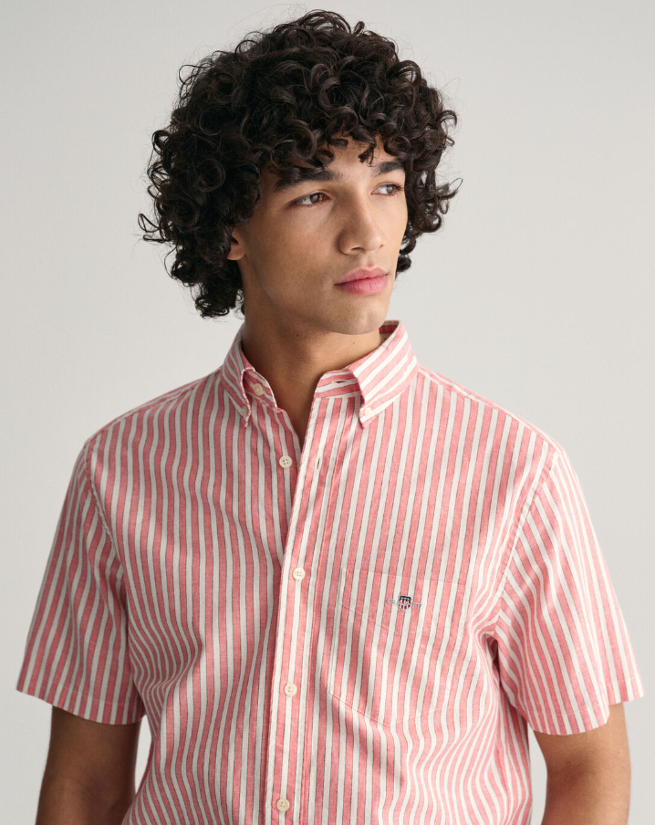 REG COTTON LINEN STRIPE SS SHIRT