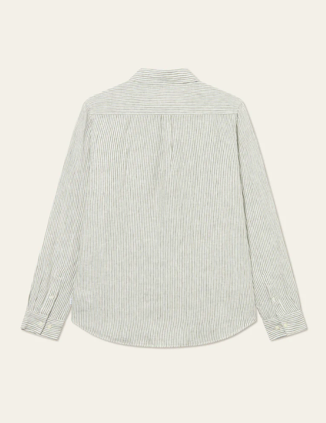 KRISTIAN LINEN BD SHIRT LIGHT IVORY/ LICHEN GREEN