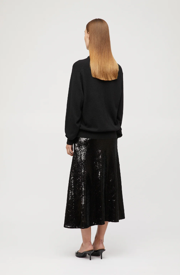 BIAS CUT SEQUIN SKIRT JET BLACK