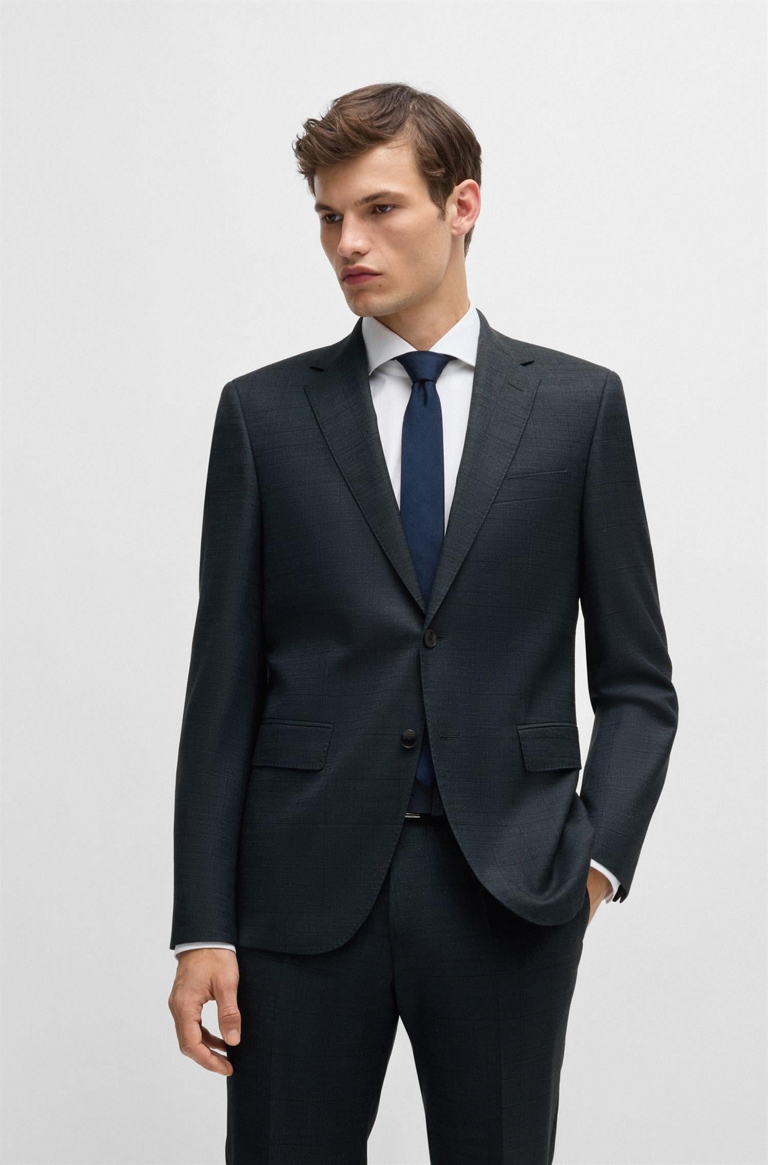 REGULAR-FIT SUIT IN CHECKED STRETCH WOOL