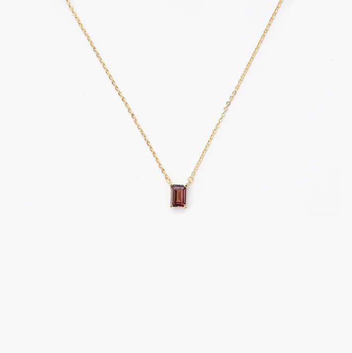 ONE STONE NECKLACEBROWN GOLD