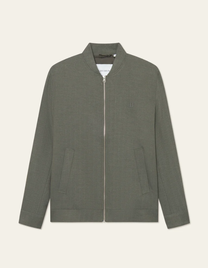 COMO REG HERRINGBONE BOMBER JACKET FOREST