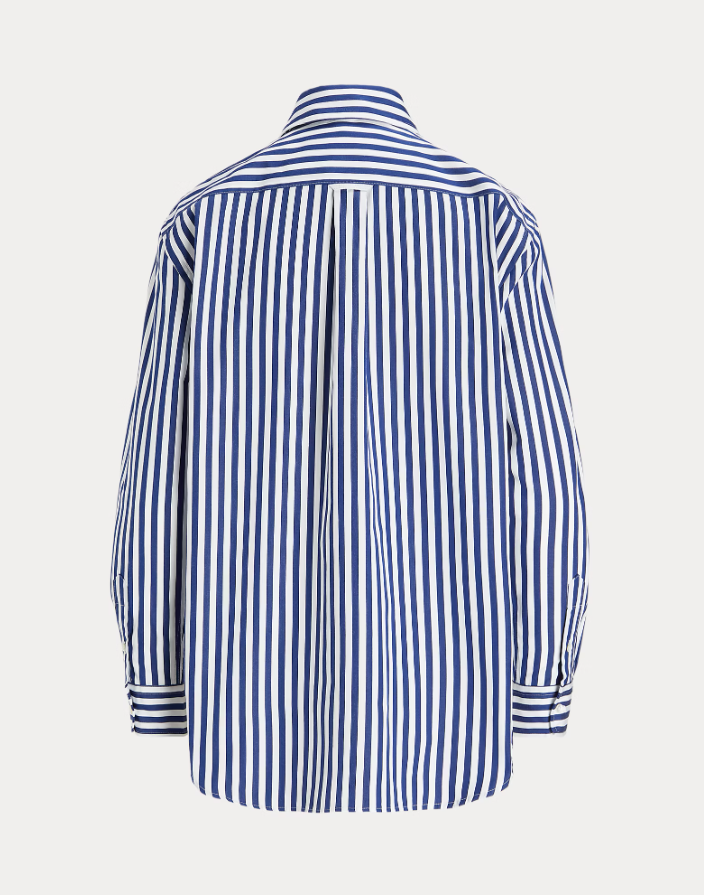 OVERSIZE FIT STRIPED COTTON SHIRT-AUTUMN ROYAL/WHITE