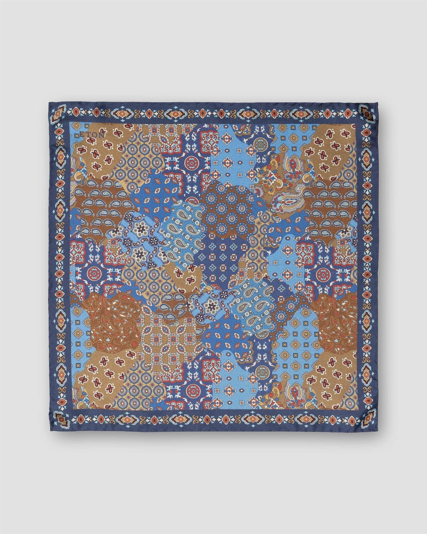 Dark blue Patchwork Silk Pocket Square