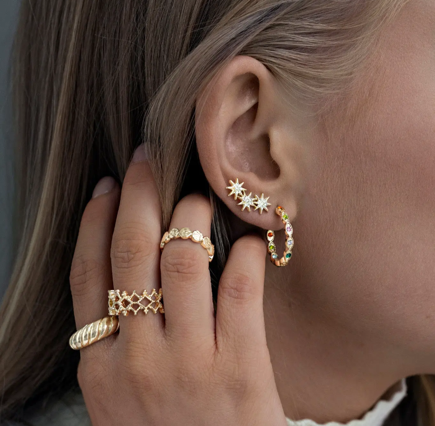 COLOURFUL CHRYSTALS HOOP EARRINGS