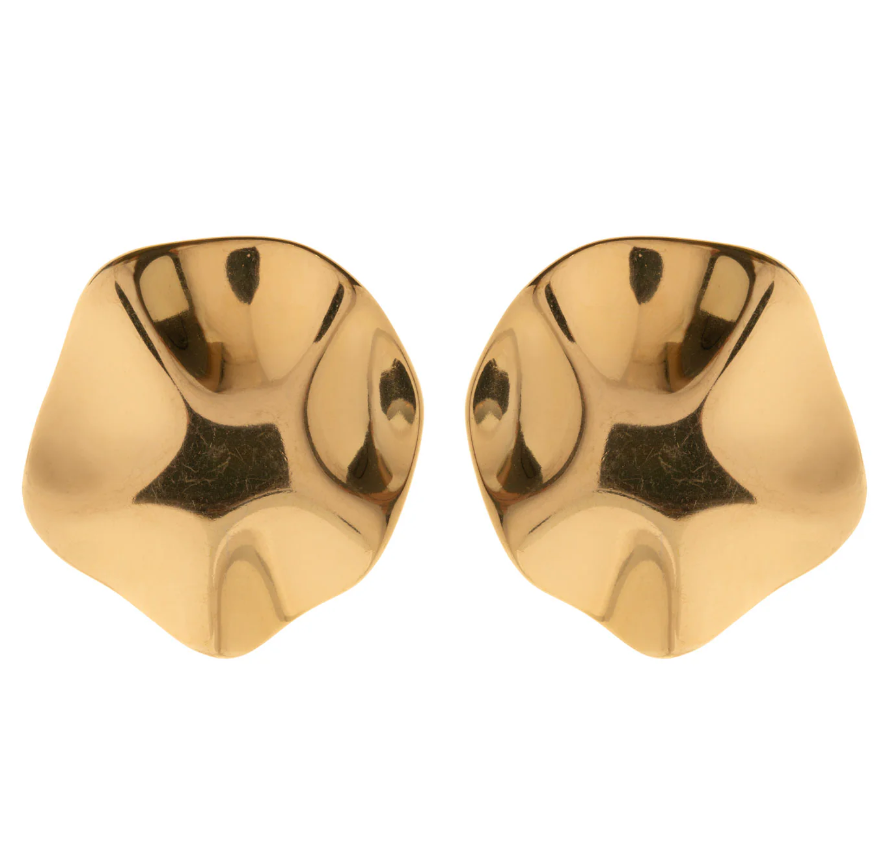 Amélie - Hammered Round Large Stud Earring Stainless Steel