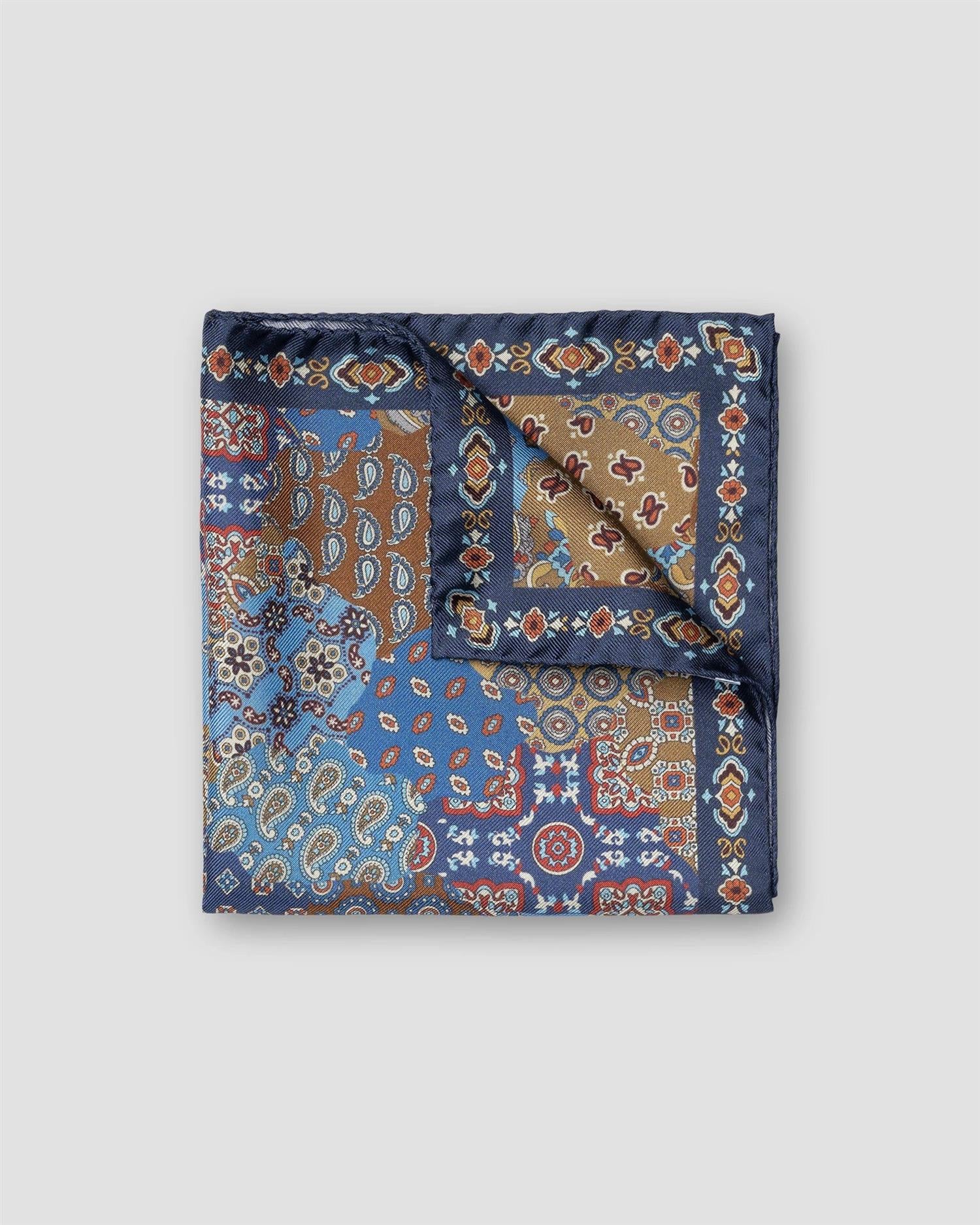 Dark blue Patchwork Silk Pocket Square