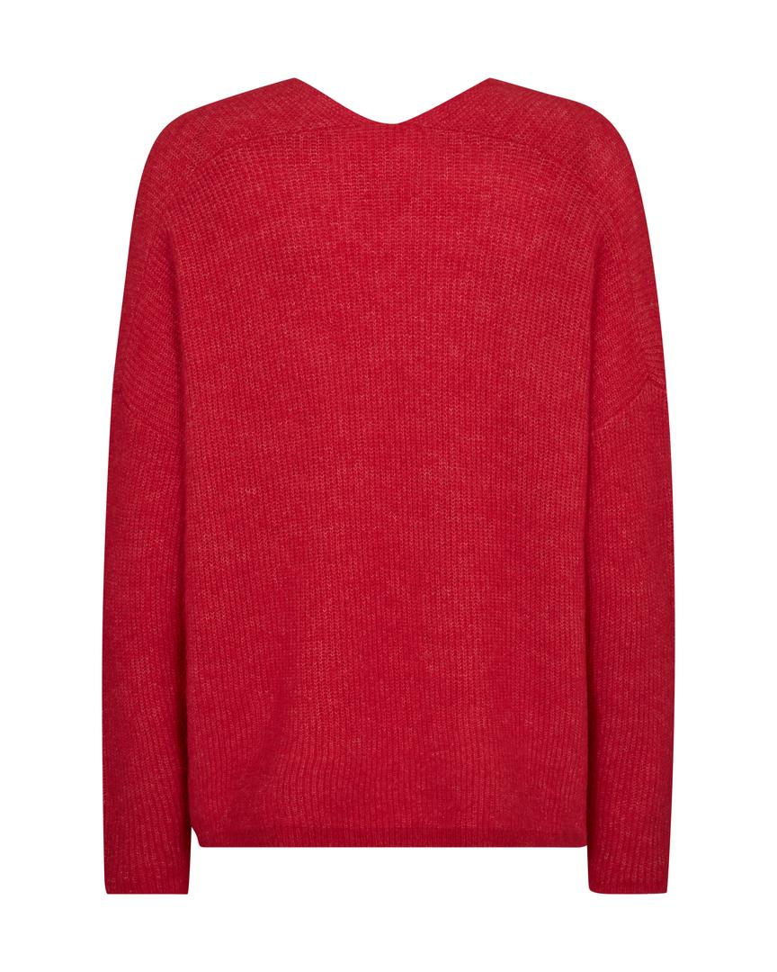 MMTHORA V-NECK KNIT-CHINESE RED