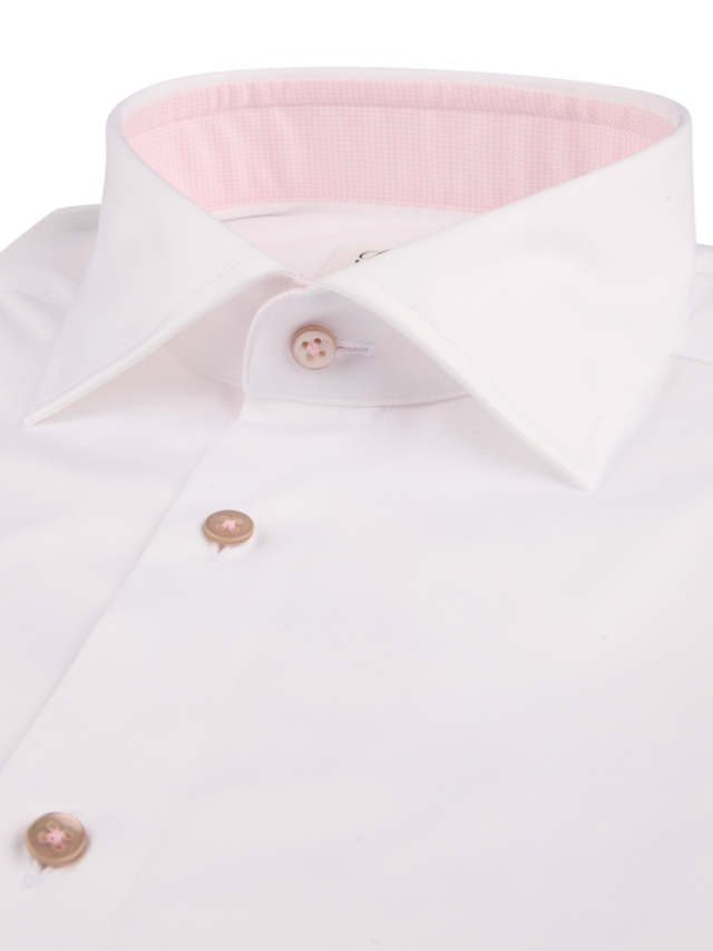 WHITE CONTRAST TWILL FITTED BODY SHIRT SS25