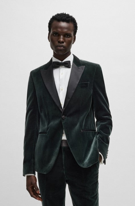 SLIM FIT TUXEDO JACKET IN PURE COTTON VELVET