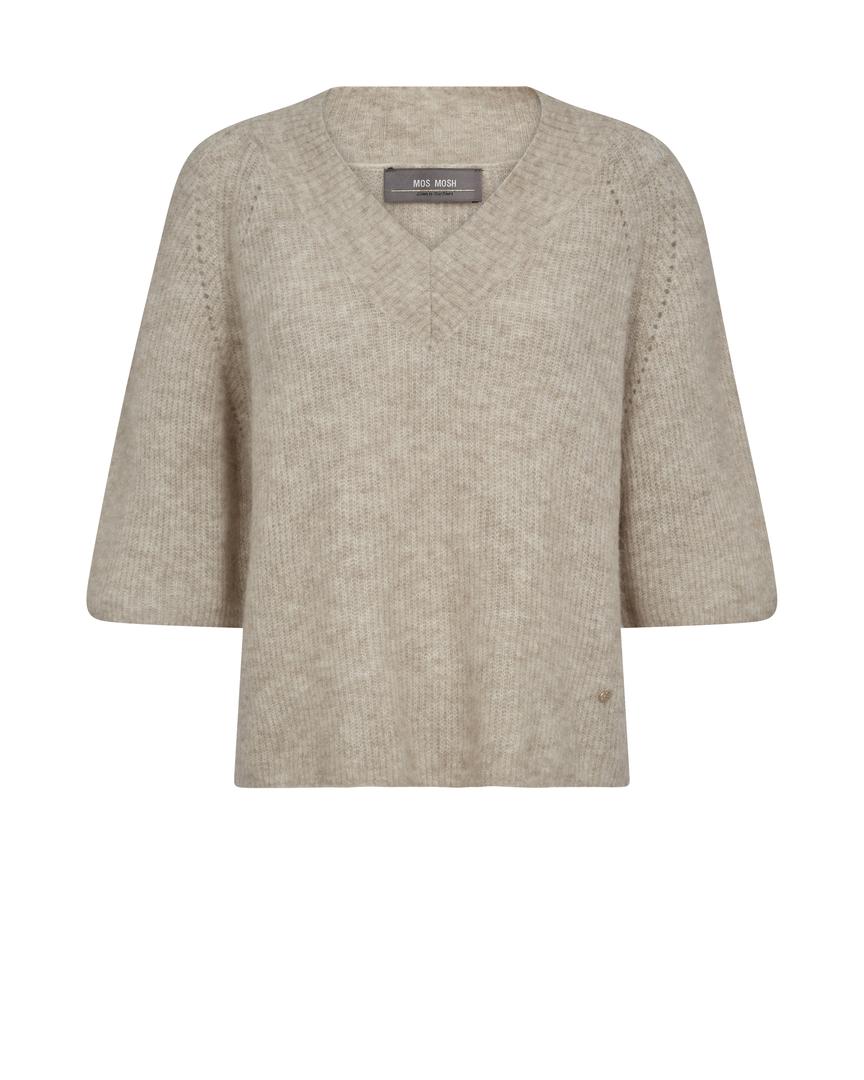 MMTACI 3/4 V-NECK KNIT FEATHER GREY