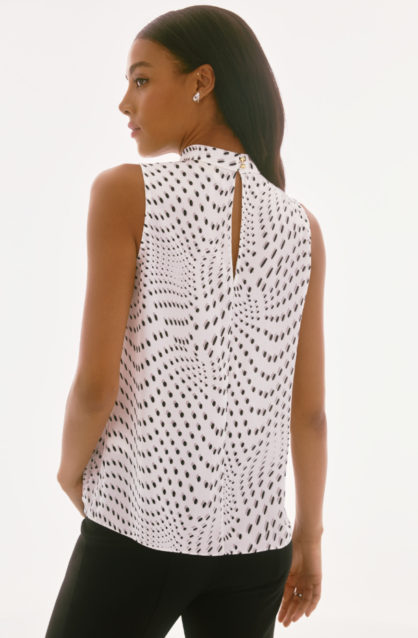 Satin Dot print Sleeveless Top