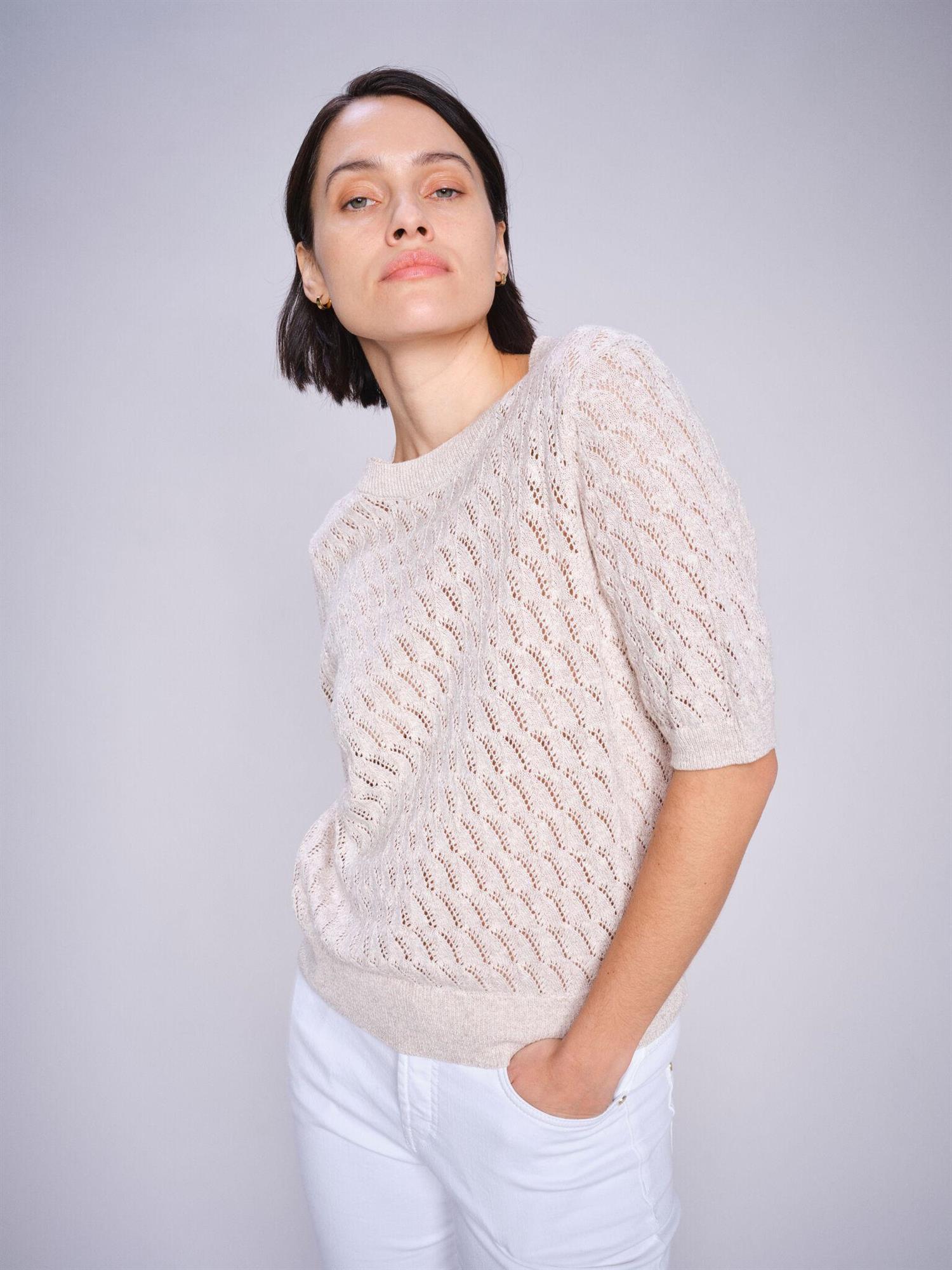 MMKARIN MARISOL SS LINEN KNIT-FEATHER GREY