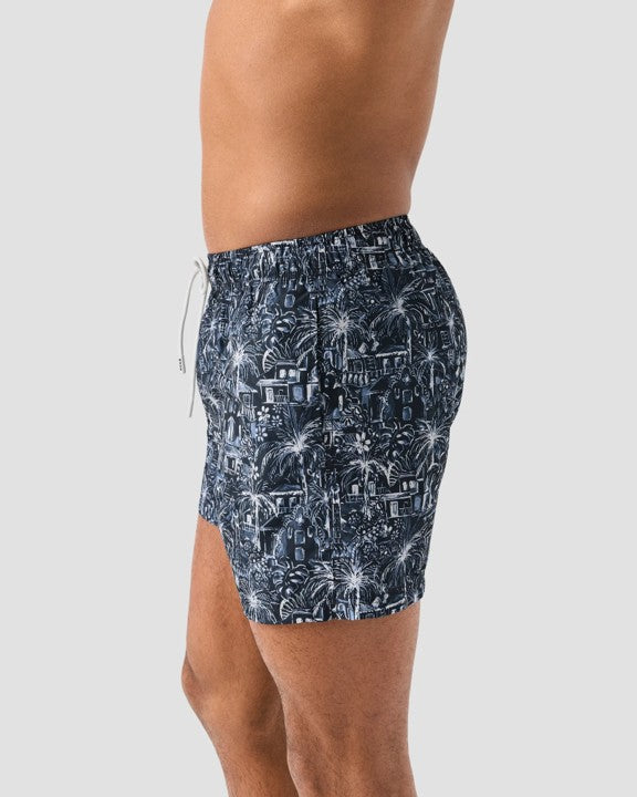 PALM TREE SWIM SHORTS DARK BLUE