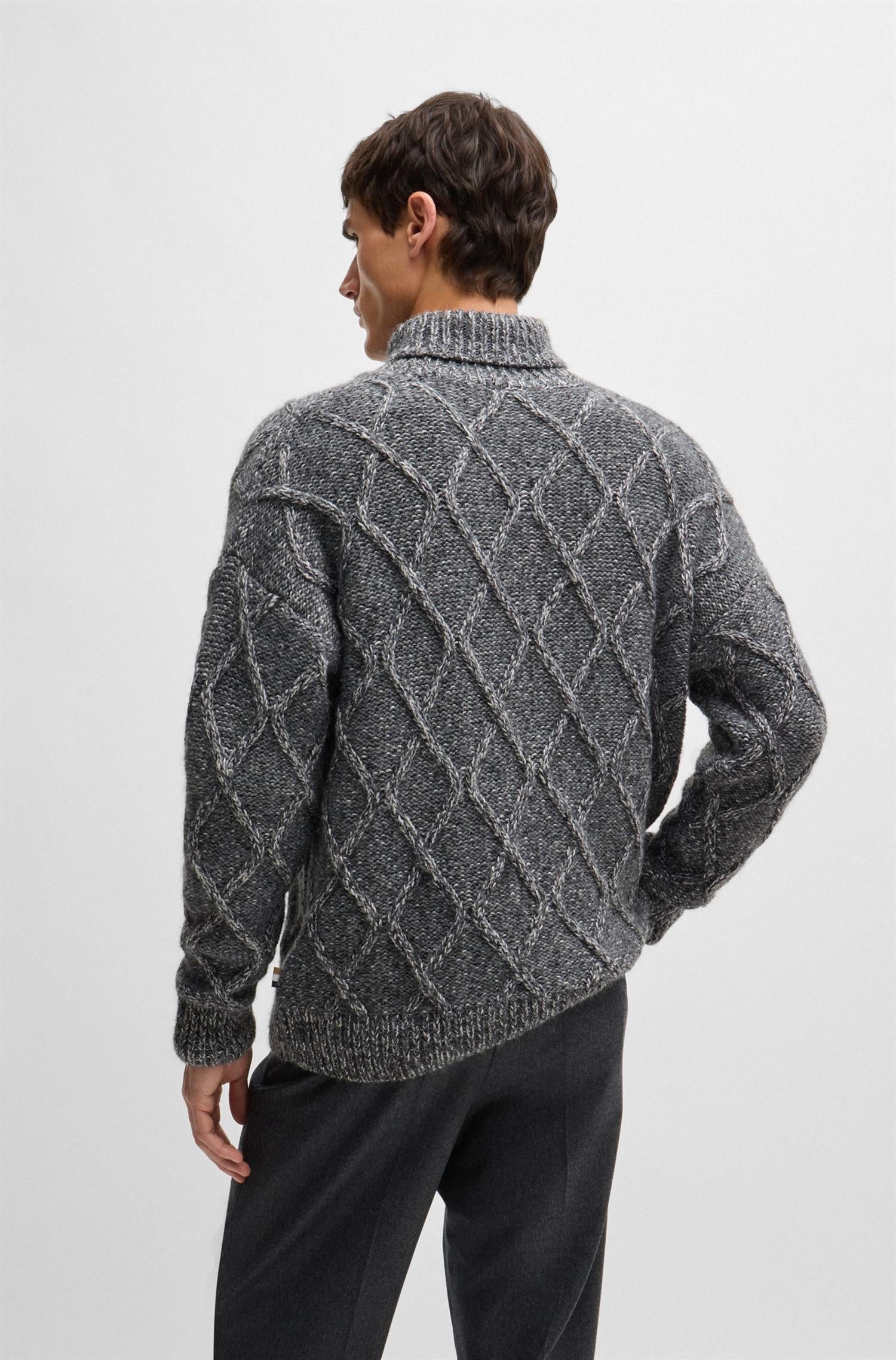 RELAXED-FIT SWEATER WITH CABLE-KNIT STRUCTURE