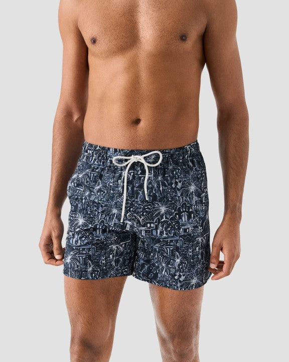 PALM TREE SWIM SHORTS DARK BLUE