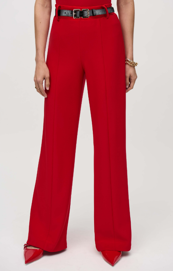 Silky Knit Belted Wide-Leg Pants