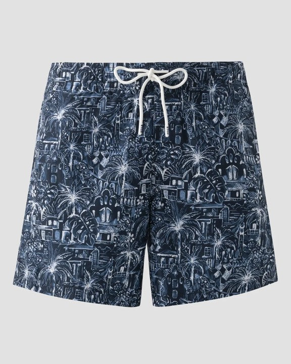 PALM TREE SWIM SHORTS DARK BLUE