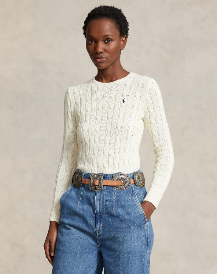 Cable-Knit Cotton Crewneck Jumper