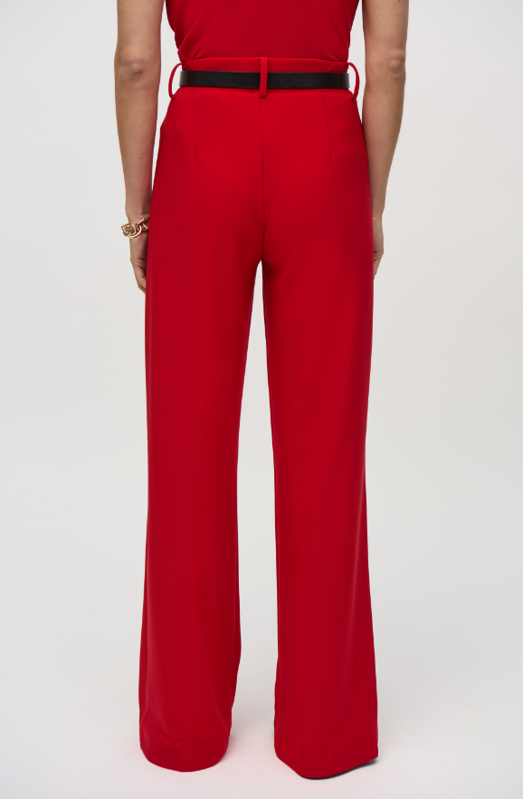 Silky Knit Belted Wide-Leg Pants