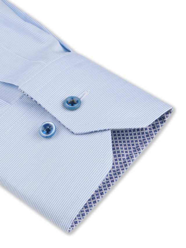 LIGHT BLUE STRIPE CONTRAST TWILL FITTED BODY SHIRT