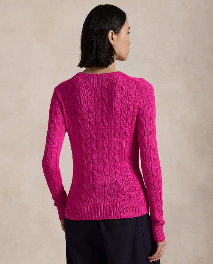 Cable-Knit Cotton Crewneck Jumper-regatta pink