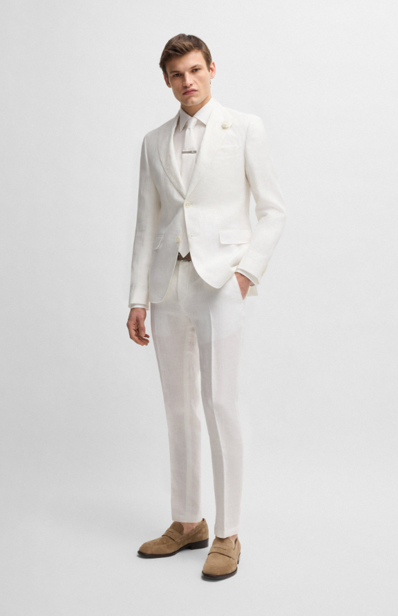 GENIUS WHITE FORMAL LINEN CANVAS TROUSER