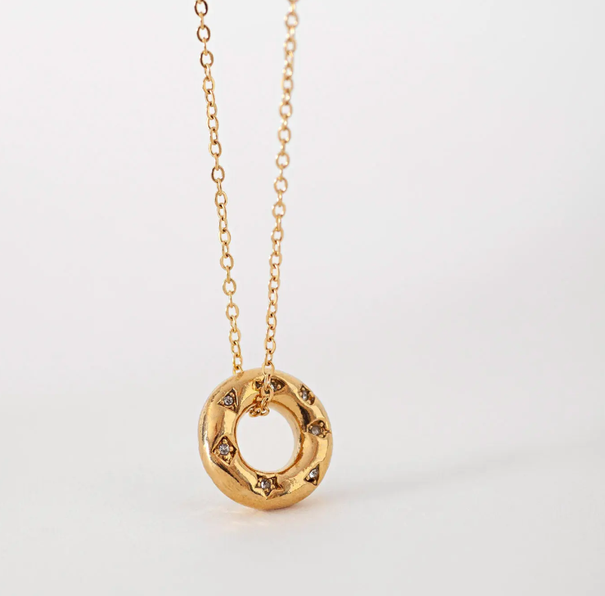 Odelia - Crystal Donut Necklace Stainless Steel