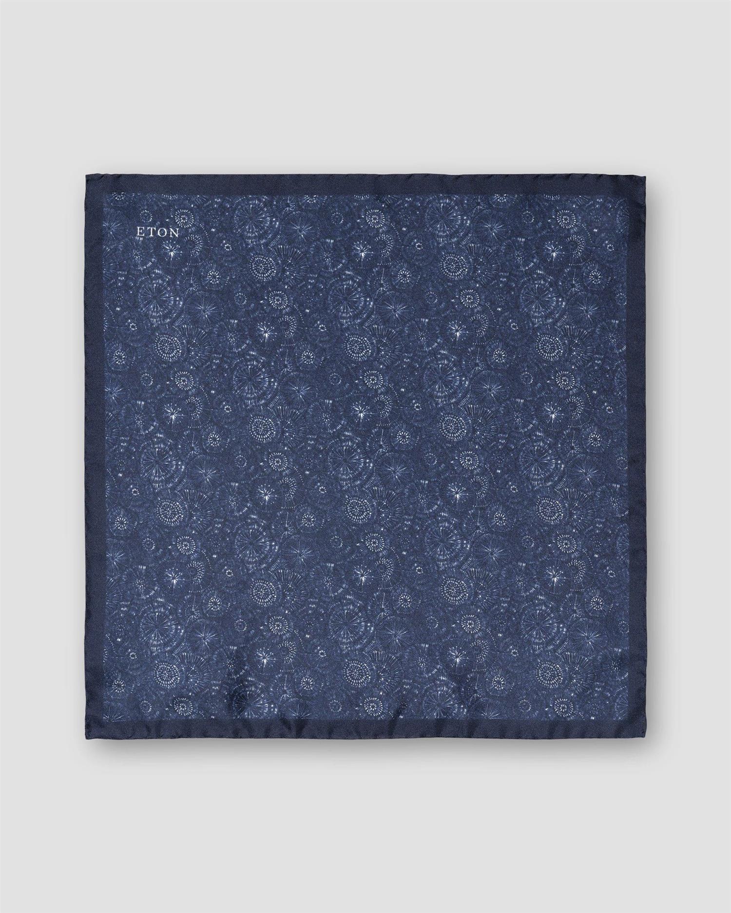 Navy blue Motif Silk Pocket Square