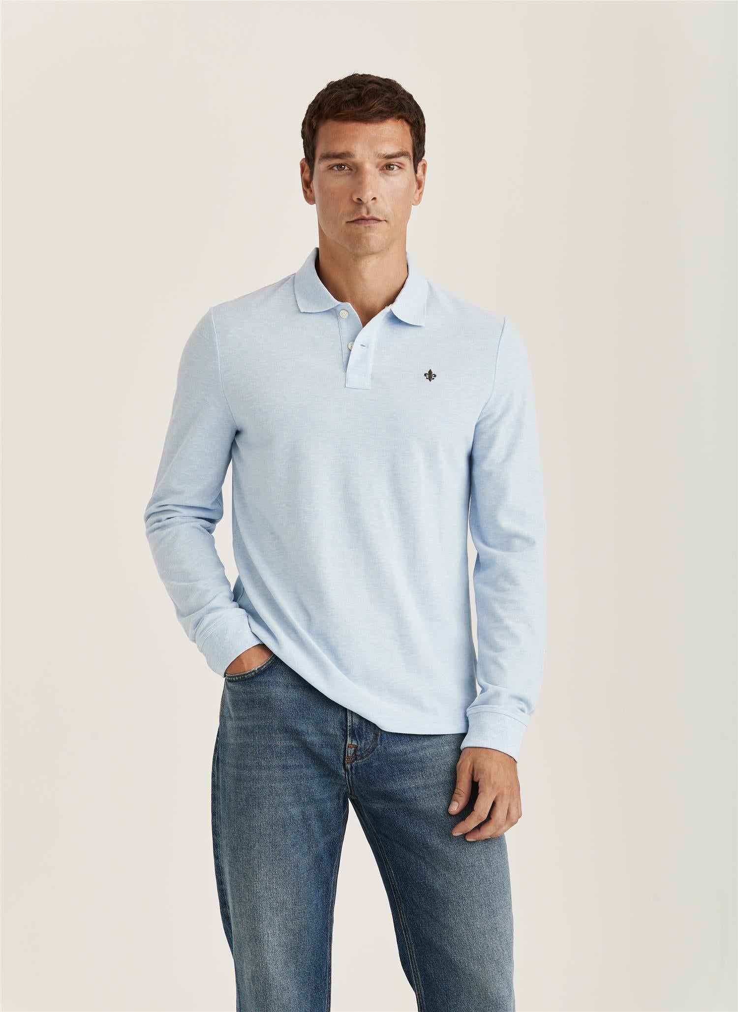 CAMDEN LS POLO SHIRT LIGHT BLUE