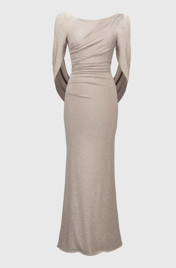 Lurex Knit Draped Trumpet Gown