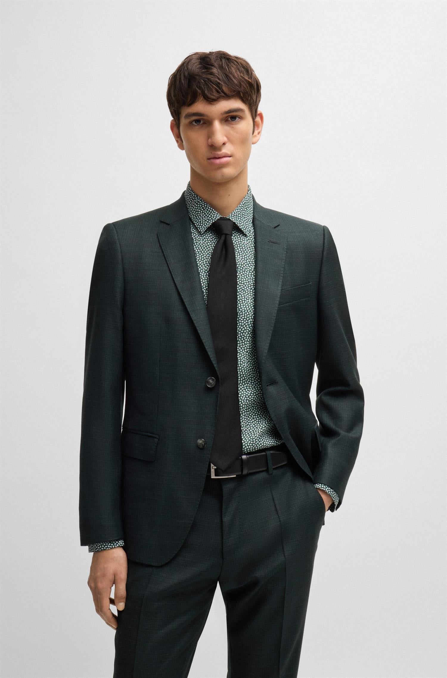 HUGE 2PCS SUIT IN MICRO PATTERNED STRETCH WOOL