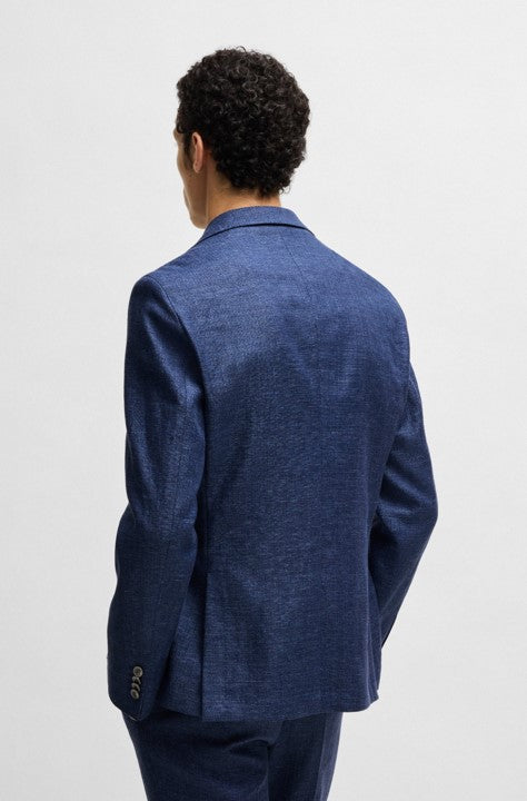 HANRY DARK BLUE BLAZER IN MICRO PATTERNED FABRIC