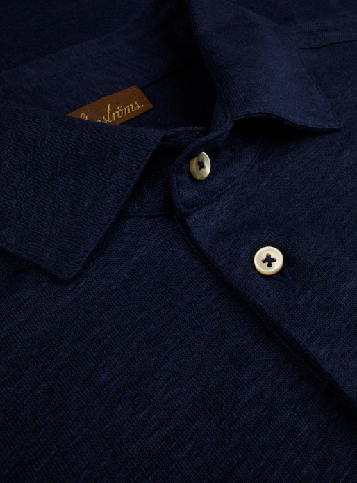 BLUE LINEN POLO SHIRT