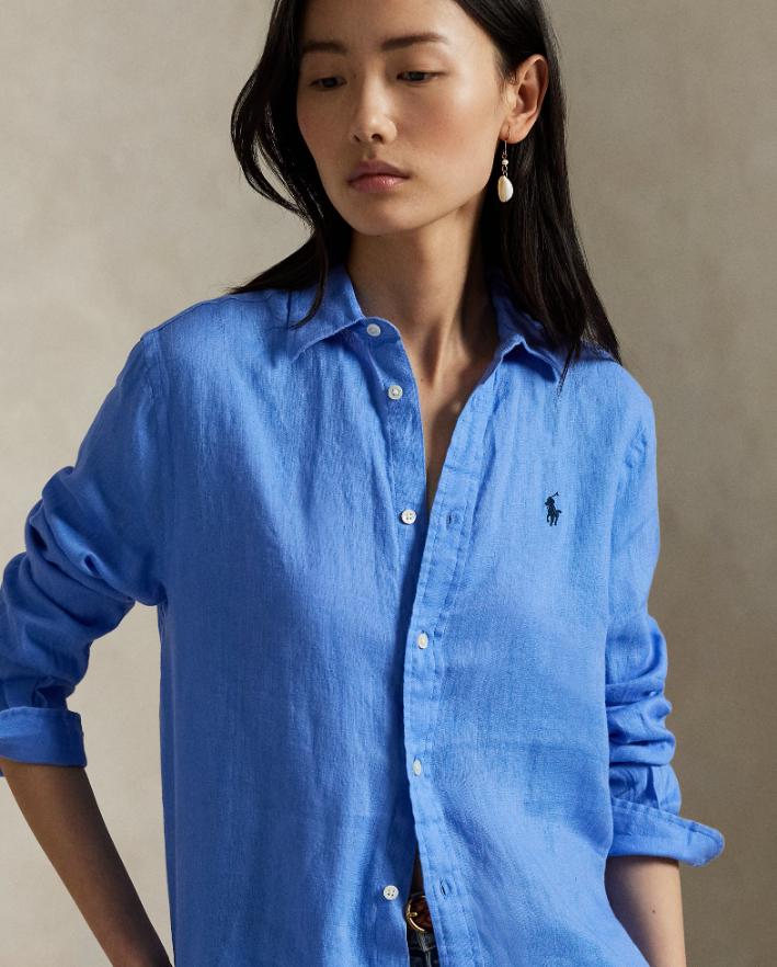 CLASSIC FIT LINEN  SHIRT-HRB IS BLUE