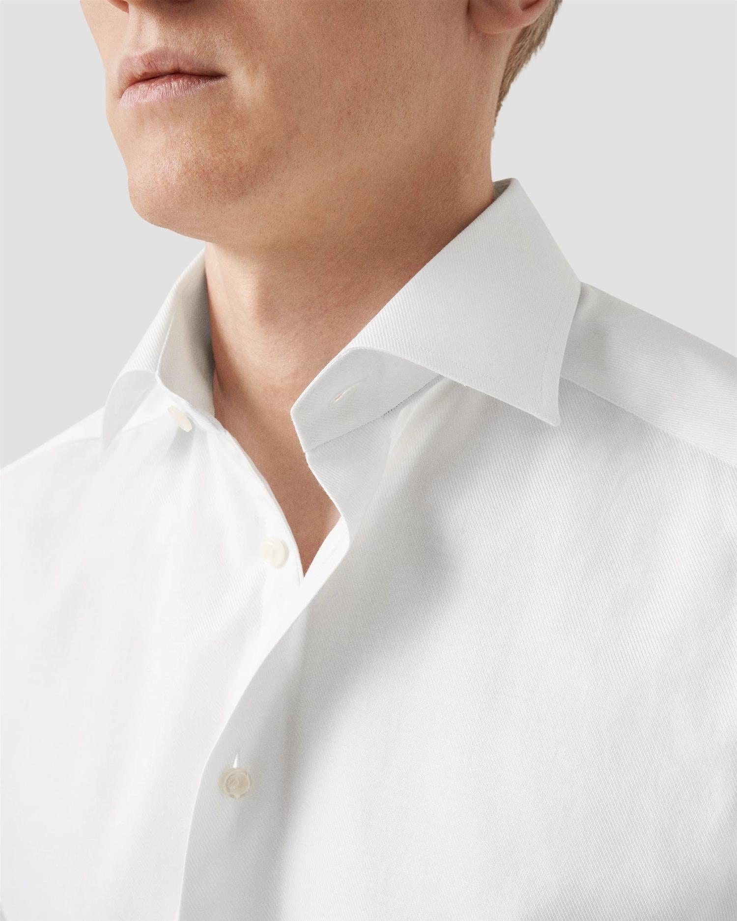 WHITE MELANGE SEMI SOLID SLIM SHIRT  Fine Twill