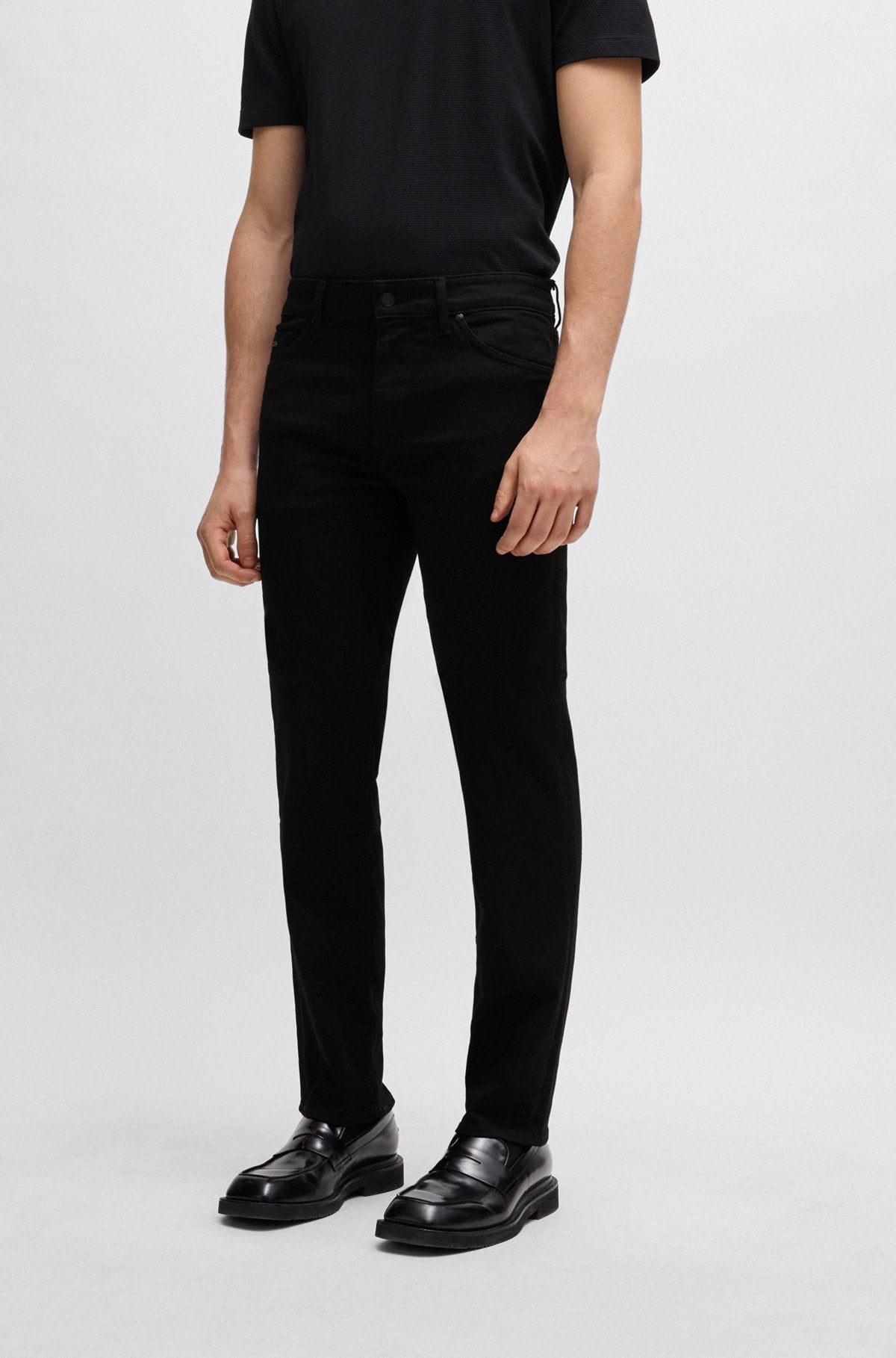 REGULAR-FIT JEANS IN BLACK-BLACK ITALIAN DENIM